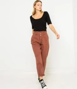 Pantalon Taille Haute Froncée Waterless Process Mink | Pantalons Camaieu Femme -Vêtements Femme Soldes pantalon taille haute froncc3a9e waterless process mink pantalons camaieu femme 6