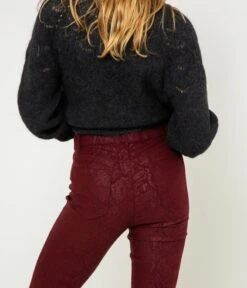 Pantalon Tregging Effet Python Femme Serpent Bordeaux | Pantalons Camaieu Femme