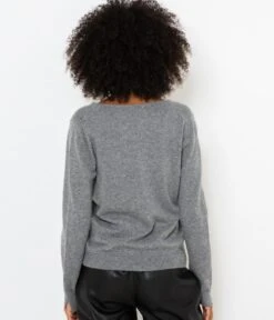 Pull Col V 100% Cachemire Femme Gris Moyen Chiné | Pull, Gilets Camaieu Femme -Vêtements Femme Soldes pull col v 100 cachemire femme gris moyen chinc3a9 pull gilets camaieu femme 3