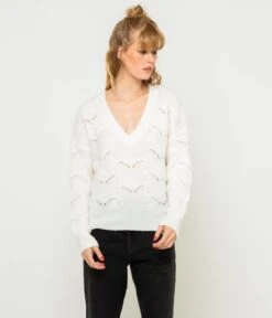 Pull Laineux Femme Maille Ajourée Marshmallow | Pull, Gilets Camaieu Femme -Vêtements Femme Soldes pull laineux femme maille ajourc3a9e marshmallow pull gilets camaieu femme 2