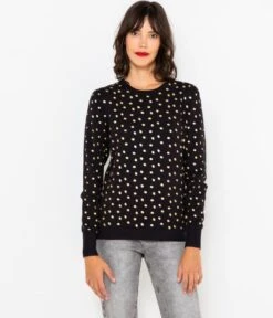 Pull Manches Ballons Femme À Pois Dorés Viscose Respons Dark Navy | Pull, Gilets Camaieu Femme -Vêtements Femme Soldes pull manches ballons femme c3a0 pois dorc3a9s viscose respons dark navy pull gilets camaieu femme 2