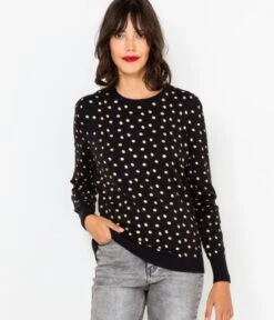 Pull Manches Ballons Femme À Pois Dorés Viscose Respons Dark Navy | Pull, Gilets Camaieu Femme -Vêtements Femme Soldes pull manches ballons femme c3a0 pois dorc3a9s viscose respons dark navy pull gilets camaieu femme 6
