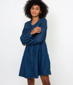Robe Boutonnée En Denim Brut | Robes, Combinaisons Camaieu Femme -Vêtements Femme Soldes robe boutonnc3a9e en denim brut robes combinaisons camaieu femme 2