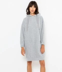 Robe Capuche Velours Côtelé Gris Clair Chine | Robes, Combinaisons Camaieu Femme -Vêtements Femme Soldes robe capuche velours cc3b4telc3a9 gris clair chine robes combinaisons camaieu femme 2