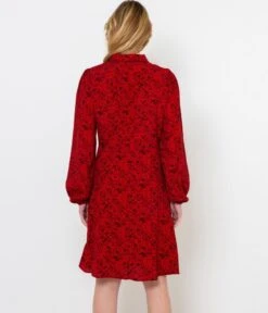 Robe Chemise Florale Fleurs Graphique Fond Rouge | Robes, Combinaisons Camaieu Femme -Vêtements Femme Soldes robe chemise florale fleurs graphique fond rouge robes combinaisons camaieu femme 3