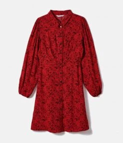 Robe Chemise Florale Fleurs Graphique Fond Rouge | Robes, Combinaisons Camaieu Femme -Vêtements Femme Soldes robe chemise florale fleurs graphique fond rouge robes combinaisons camaieu femme 7