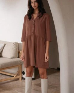 Robe Darlene Taupe | Robes Grace & Mila Femme -Vêtements Femme Soldes robe darlene taupe robes grace mila femme 4