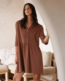 Robe Darlene Taupe | Robes Grace & Mila Femme -Vêtements Femme Soldes robe darlene taupe robes grace mila femme 6
