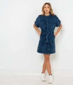 Robe Denim Waterless Process Stone | Robes, Combinaisons Camaieu Femme -Vêtements Femme Soldes robe denim waterless process stone robes combinaisons camaieu femme 4