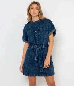 Robe Denim Waterless Process Stone | Robes, Combinaisons Camaieu Femme -Vêtements Femme Soldes robe denim waterless process stone robes combinaisons camaieu femme 6