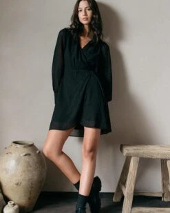 Robe Dolores Noir | Robes Grace & Mila Femme -Vêtements Femme Soldes robe dolores noir robes grace mila femme 3