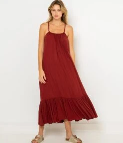 Robe Longue Bretelles Tressées Burnt Henna | Robes, Combinaisons Camaieu Femme