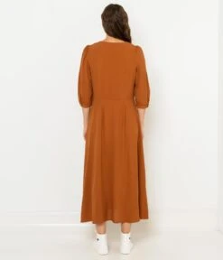Robe Longue Fluide Caramel | Robes, Combinaisons Camaieu Femme -Vêtements Femme Soldes robe longue fluide caramel robes combinaisons camaieu femme 3