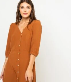 Robe Longue Fluide Caramel | Robes, Combinaisons Camaieu Femme -Vêtements Femme Soldes robe longue fluide caramel robes combinaisons camaieu femme 6