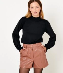 Short Femme Simili Cognac Cognac | Shorts, Pantacourts Camaieu Femme