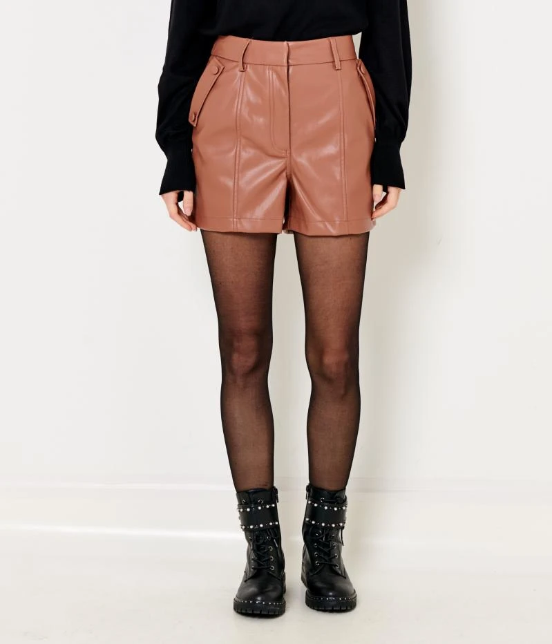 Short Femme Simili Cognac Cognac | Shorts, Pantacourts Camaieu Femme 4 Short Femme Simili Cognac Cognac | Shorts, Pantacourts Camaieu Femme – Image 2