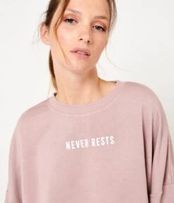 Sweat Cropped Print « never Rests » Femme Bark | Homewear Camaieu Femme
