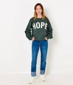 Sweat Femme Message Printé Coton Bio Urban Chic | Pull, Gilets Camaieu Femme -Vêtements Femme Soldes sweat femme message printc3a9 coton bio urban chic pull gilets camaieu femme 4