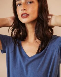 Teeshirt Decolis Bleu | Tops & Tee-shirts Grace & Mila Femme -Vêtements Femme Soldes teeshirt decolis bleu tops tee shirts grace mila femme 2