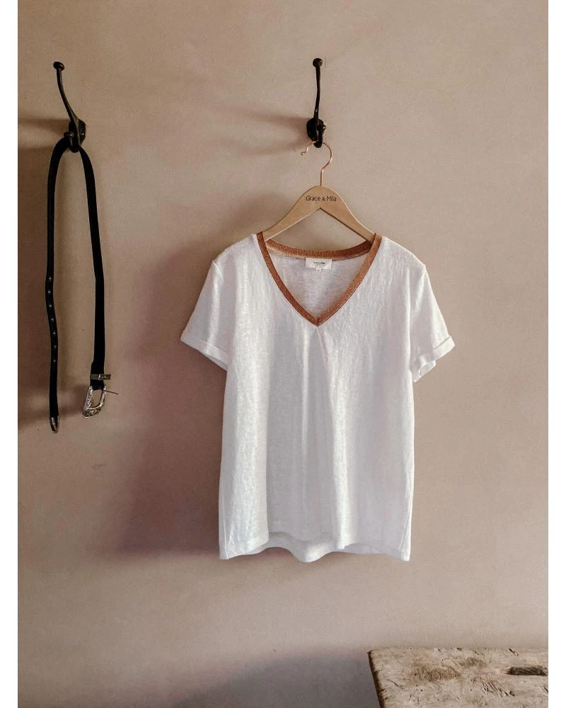 Teeshirt Decolis Ecru | Tops & Tee-shirts Grace & Mila Femme 3 Teeshirt Decolis Ecru | Tops & Tee-shirts Grace & Mila Femme