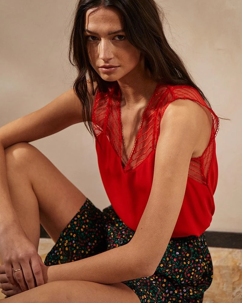 Top Aurelia Rouge | Tops & Tee-shirts Grace & Mila Femme 4 Top Aurelia Rouge | Tops & Tee-shirts Grace & Mila Femme – Image 2