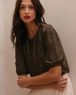 Top Disco Or | Tops & Tee-shirts Grace & Mila Femme -Vêtements Femme Soldes top disco or tops tee shirts grace mila femme 3