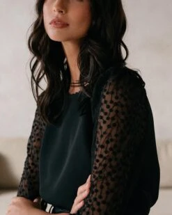 Top Dot Noir | Tops & Tee-shirts Grace & Mila Femme -Vêtements Femme Soldes top dot noir tops tee shirts grace mila femme 2