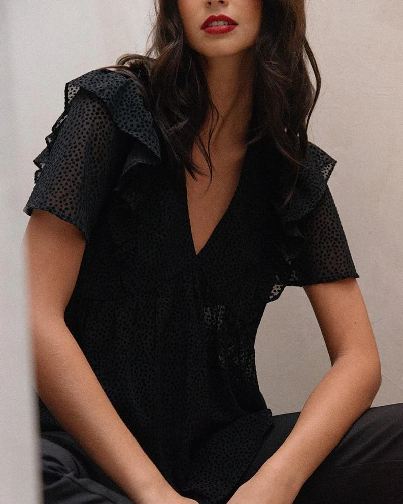 Top Drama Noir | Tops & Tee-shirts Grace & Mila Femme 4 Top Drama Noir | Tops & Tee-shirts Grace & Mila Femme – Image 2