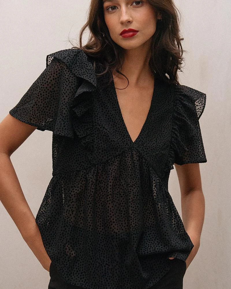 Top Drama Noir | Tops & Tee-shirts Grace & Mila Femme 6 Top Drama Noir | Tops & Tee-shirts Grace & Mila Femme – Image 4