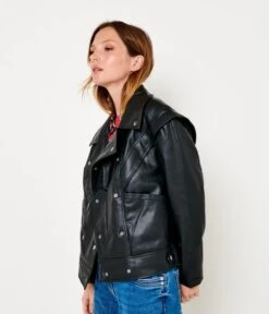 Veste Biker Effet Épaulettes Femme Noir | Manteaux,Doudounes Camaieu Femme