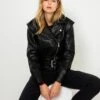 Veste Biker Femme Faux Cuir Noir | Manteaux,Doudounes Camaieu Femme