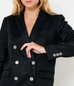 Veste Blazer Double Boutonnage Femme Noir | Vestes, Blazers Camaieu Femme