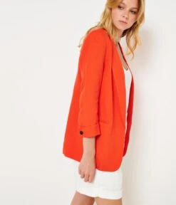 Veste Blazer Femme Lin Grenadine | Vestes, Blazers Camaieu Femme -Vêtements Femme Soldes veste blazer femme lin grenadine vestes blazers camaieu femme 5