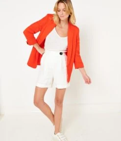 Veste Blazer Femme Lin Grenadine | Vestes, Blazers Camaieu Femme -Vêtements Femme Soldes veste blazer femme lin grenadine vestes blazers camaieu femme 6