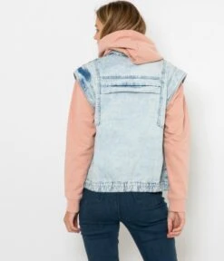 Veste Denim Sans Manches Femme Waterless Process Acid Blue | Vestes, Blazers Camaieu Femme -Vêtements Femme Soldes veste denim sans manches femme waterless process acid blue vestes blazers camaieu femme 3