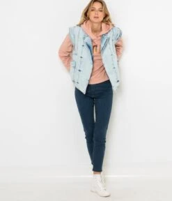 Veste Denim Sans Manches Femme Waterless Process Acid Blue | Vestes, Blazers Camaieu Femme -Vêtements Femme Soldes veste denim sans manches femme waterless process acid blue vestes blazers camaieu femme 4