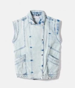 Veste Denim Sans Manches Femme Waterless Process Acid Blue | Vestes, Blazers Camaieu Femme -Vêtements Femme Soldes veste denim sans manches femme waterless process acid blue vestes blazers camaieu femme 7