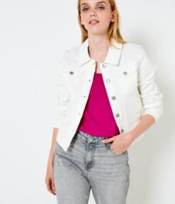 Veste En Jean Blanc Femme Waterless Process Blanc | Vestes, Blazers Camaieu Femme