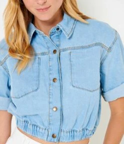 Veste En Jean Femme Manches Courtes Stone | Vestes, Blazers Camaieu Femme