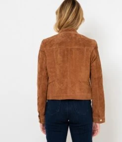 Veste Femme En Croûte De Cuir Caramel Cafe | Manteaux,Doudounes Camaieu Femme -Vêtements Femme Soldes veste femme en croc3bbte de cuir caramel cafe manteauxdoudounes camaieu femme 3