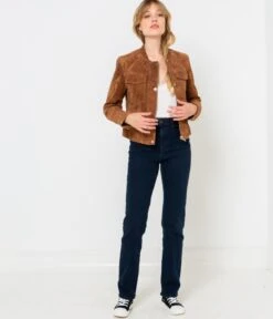 Veste Femme En Croûte De Cuir Caramel Cafe | Manteaux,Doudounes Camaieu Femme -Vêtements Femme Soldes veste femme en croc3bbte de cuir caramel cafe manteauxdoudounes camaieu femme 4
